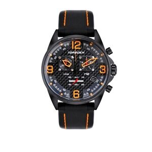 Torgoen T18 Chronograph Pilot Watch 45mm Carbon Filter Black Orange NEW w box